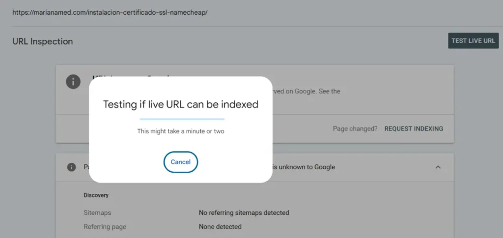 Uso de la herramienta de inspección de URLs en Google